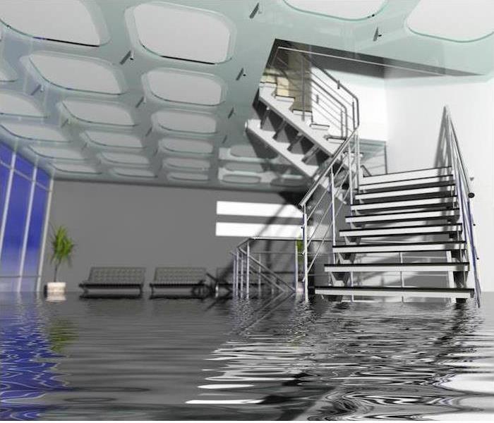 business with water coming up to stairwell